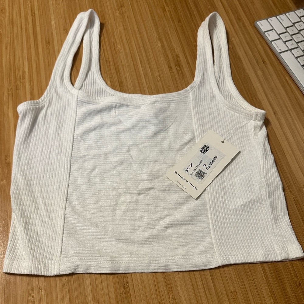 RVCA White Ribbed Crop Top